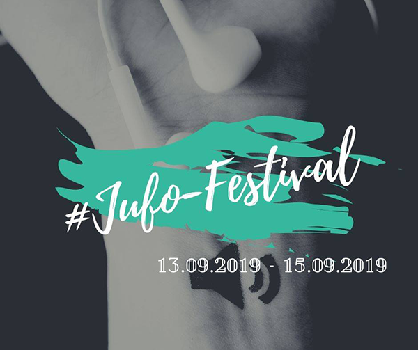 Zeigt Motiv des Jufo-Festivals und Veranstaltungsdatum