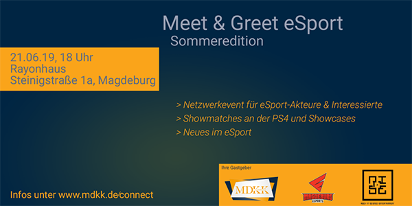 Zeigt Veranstaltungshinweis Meet & Greet eSport