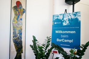 Willkommensplakat für das Gründer und UnternehmerBarCamp Magdeburg